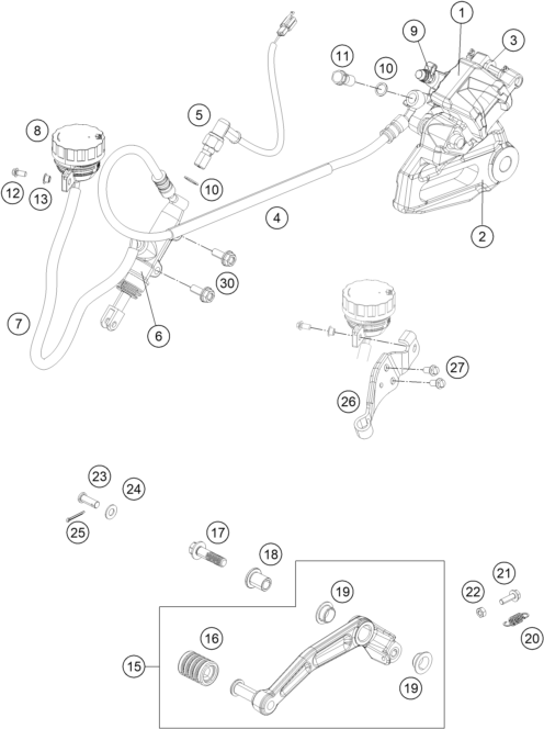 Sprängskiss: Rear Brake Caliper – KTM 200 DUKE ORANGE CKD 2012