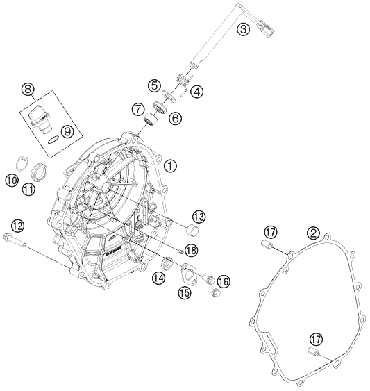 Sprängskiss: Clutch Cover – KTM 125 DUKE WHITE ABS 2013