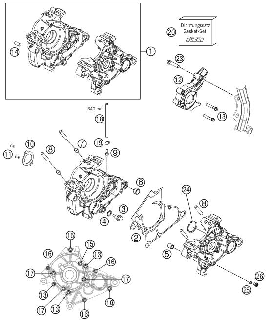 Sprängskiss: Engine Case – KTM 50 SX MINI 2013