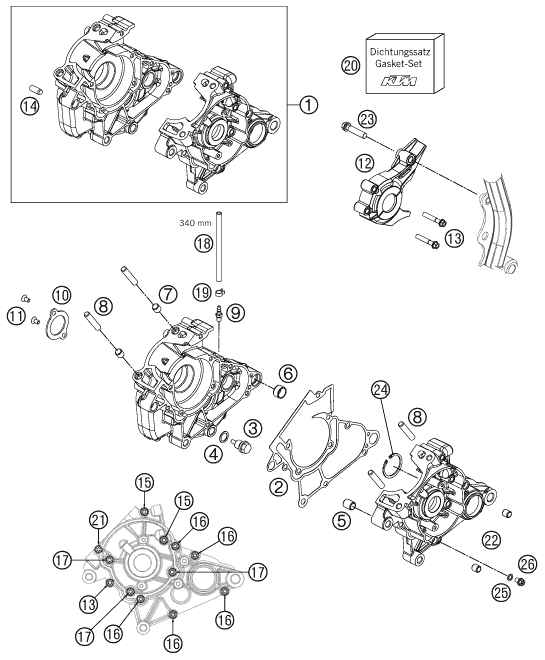 Sprängskiss: Engine Case – KTM 50 SX 2013