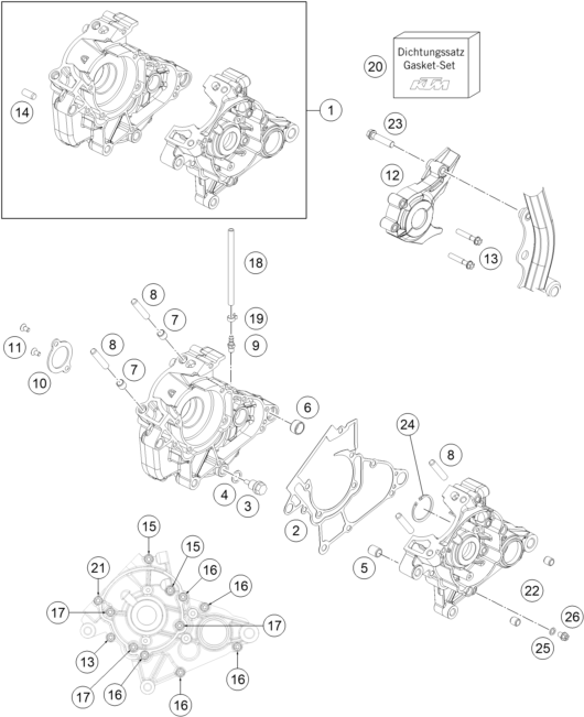 Sprängskiss: Engine Case – KTM 50 SX 2019