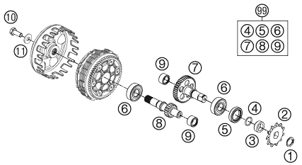 Sprängskiss: Transmission – KTM 50 SX 2013