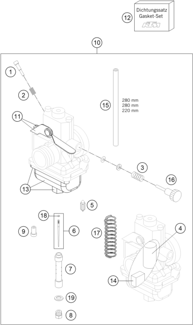 Sprängskiss: Carburetor – KTM 65 SXS 2015