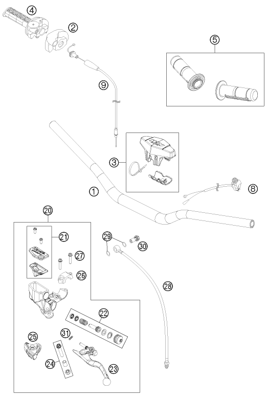 Sprängskiss: Handlebar, Controls – KTM 85 SX 19/16 2013
