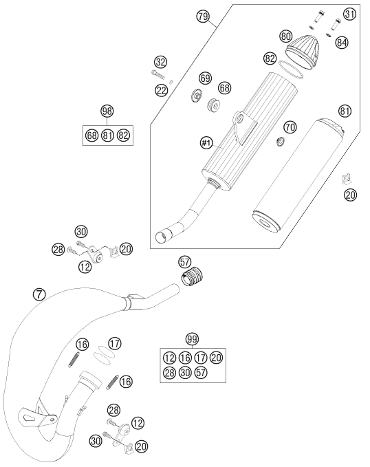 Sprängskiss: Exhaust System – KTM 85 SX 17/14 2014
