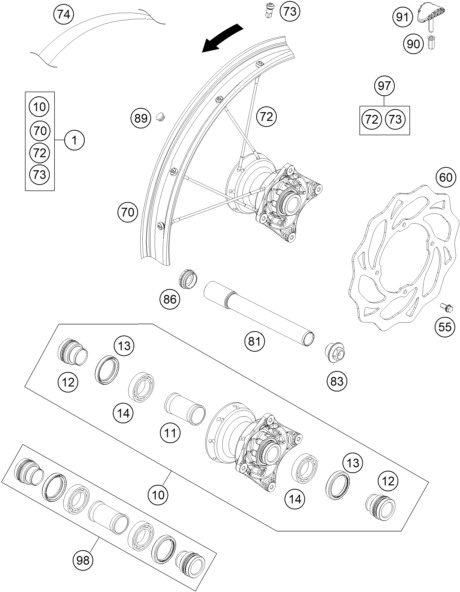 Sprängskiss: Front Wheel – KTM 85 SX 17/14 2014