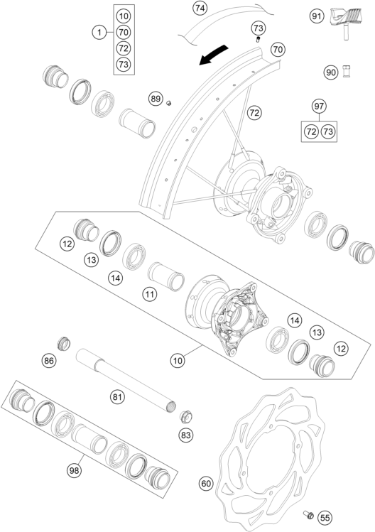 Sprängskiss: Front Wheel – KTM 85 SX 19/16 2013