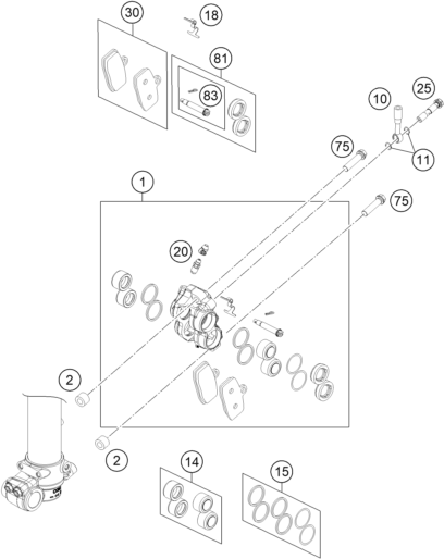 Sprängskiss: Front Brake Caliper – KTM 85 SX 19/16 2013
