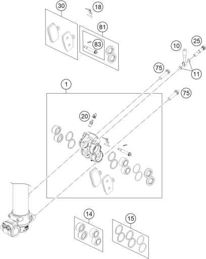 Sprängskiss: Front Brake Caliper – KTM 85 SX 17/14 2014