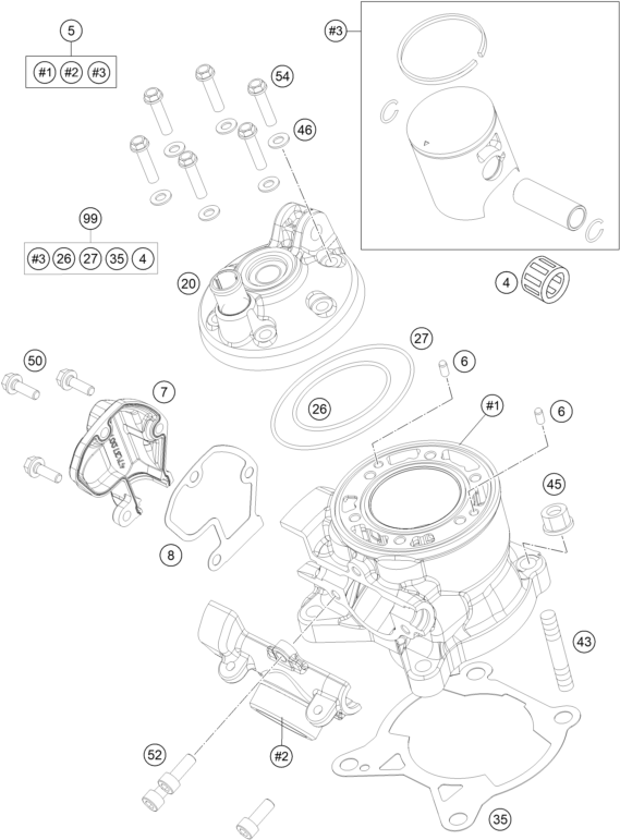 Sprängskiss: Cylinder – KTM 85 SX 17/14 2014