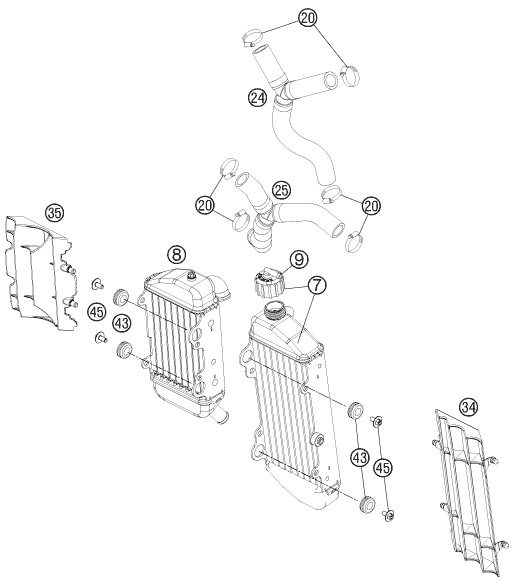 Sprängskiss: Cooling System – KTM 85 SX 17/14 2014