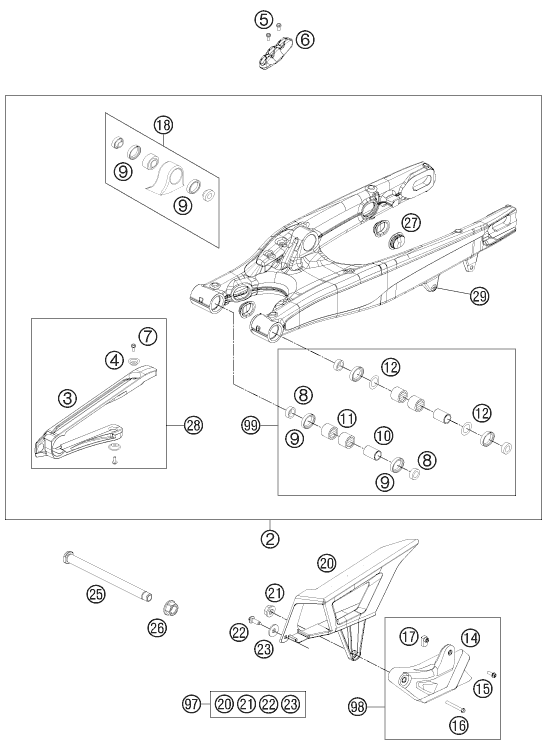 Sprängskiss: Swing Arm – KTM 250 EXC SIX-DAYS 2013