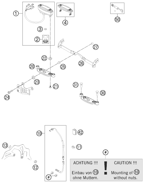Sprängskiss: Instruments / Lock System – KTM 250 EXC SIX-DAYS 2013