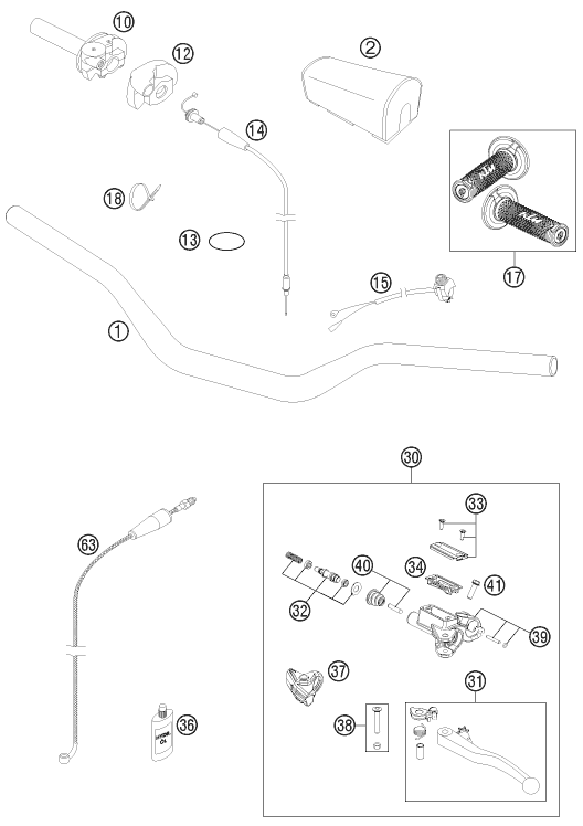 Sprängskiss: Handlebar, Controls – KTM 150 SX 2013