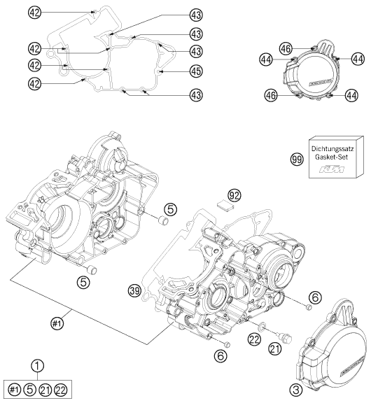 Sprängskiss: Engine Case – KTM 150 SX 2013