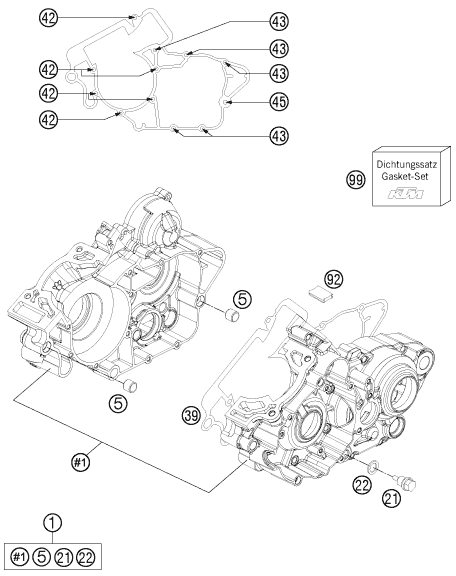 Sprängskiss: Engine Case – KTM 200 EXC 2013