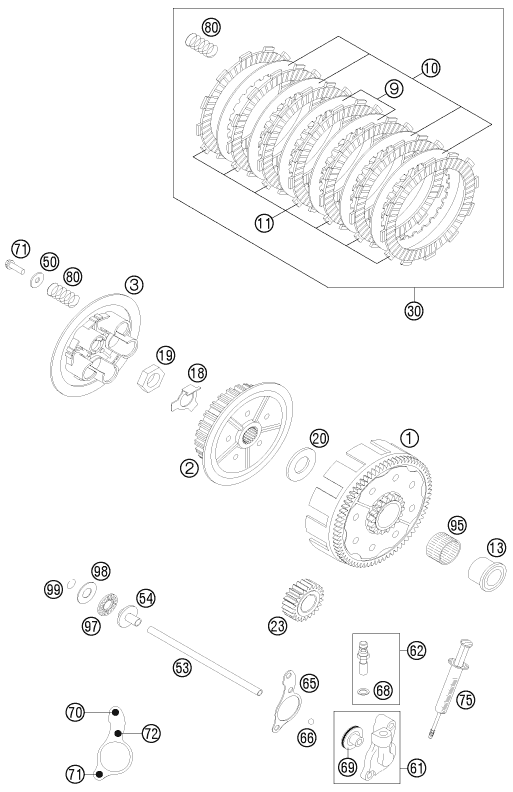 Sprängskiss: Clutch – KTM 150 SX 2013