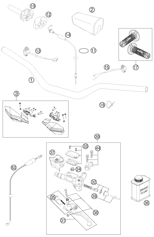 Sprängskiss: Handlebar, Controls – KTM 300 XC 2015