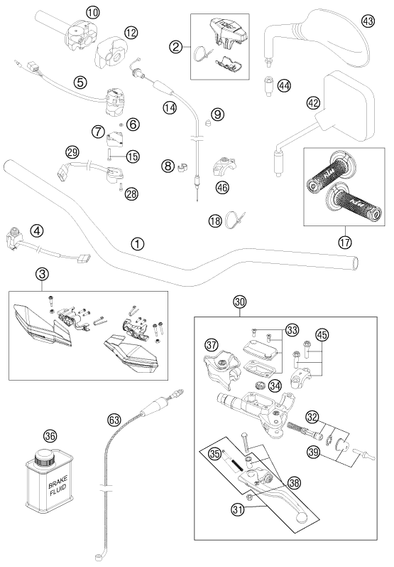 Sprängskiss: Handlebar, Controls – KTM 250 EXC SIX-DAYS 2014