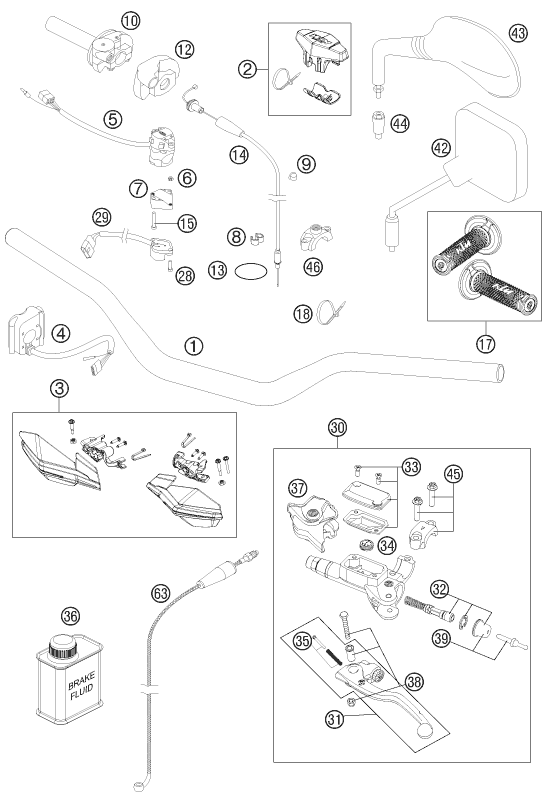 Sprängskiss: Handlebar, Controls – KTM 250 EXC 2013