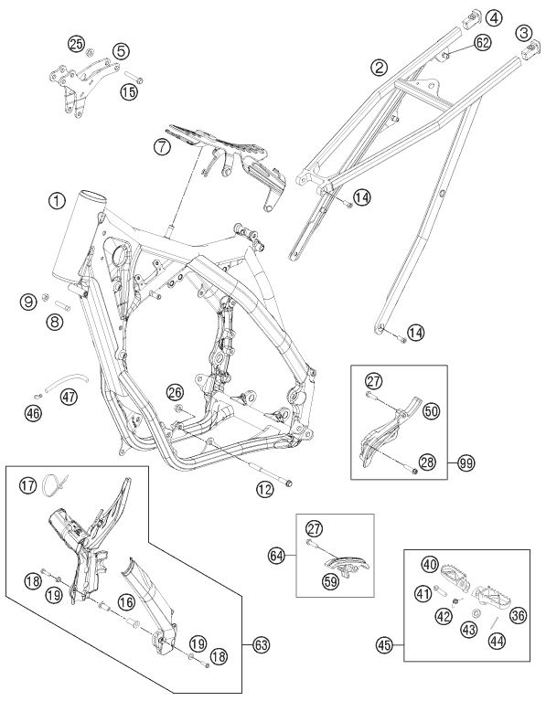 Sprängskiss: Frame – KTM 250 SX 2013