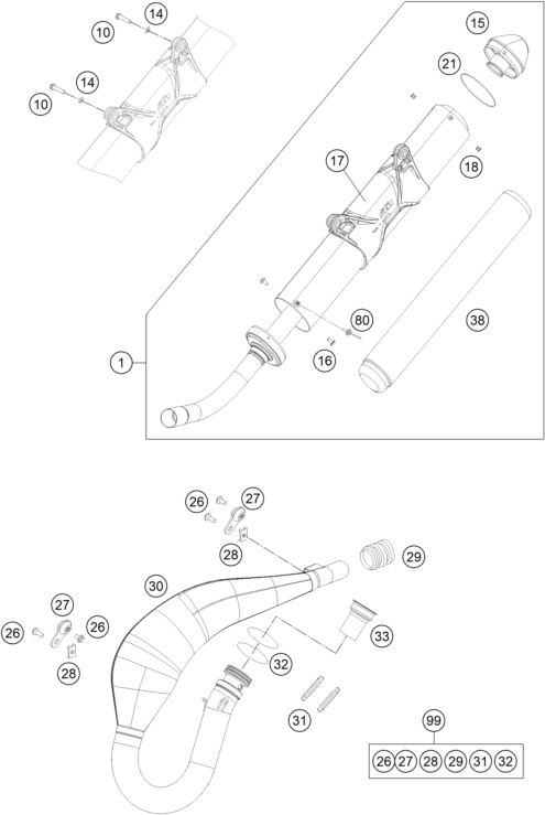 Sprängskiss: Exhaust System – KTM 250 EXC SIX-DAYS 2013