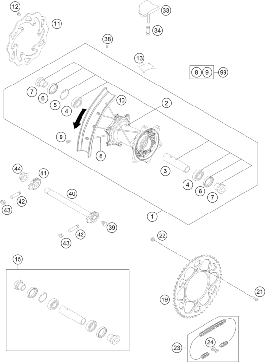 Sprängskiss: Rear Wheel – KTM 300 XC-W SIX DAYS 2014