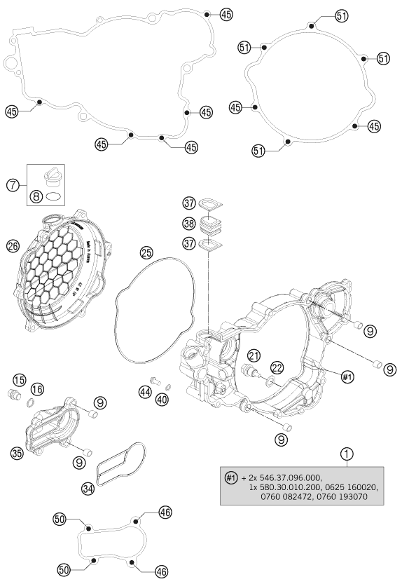Sprängskiss: Clutch Cover – KTM 250 EXC SIX-DAYS 2014