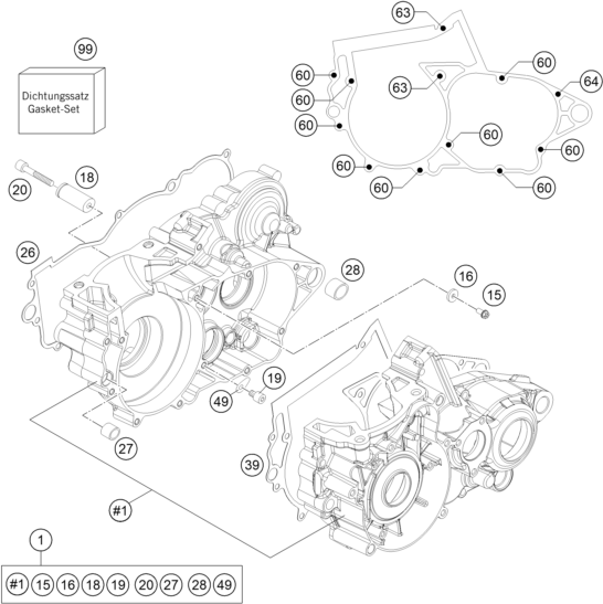 Sprängskiss: Engine Case – KTM 250 EXC SIX-DAYS 2014