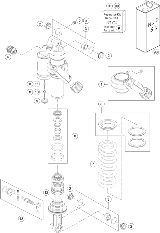 Sprängskiss: Shock Absorber Disassembled – KTM 1190 ADVENTURE R ABS 2016