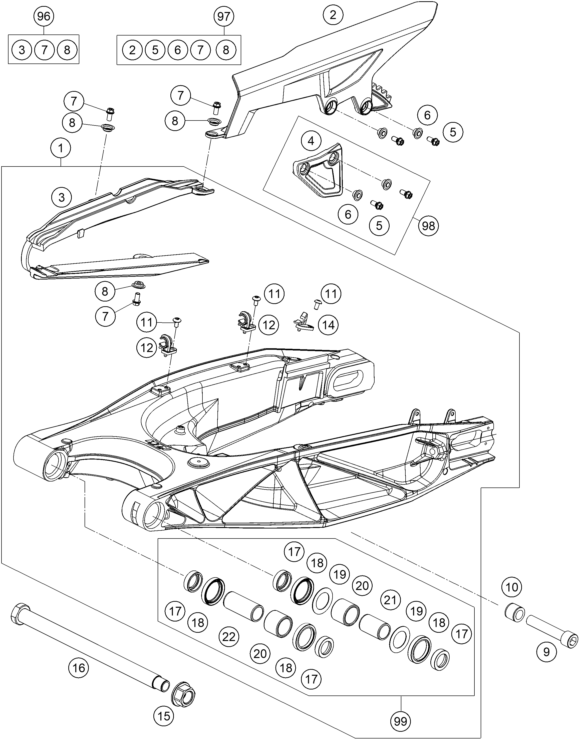 Sprängskiss: Swing Arm – KTM 1190 ADVENTURE ABS GREY 2013
