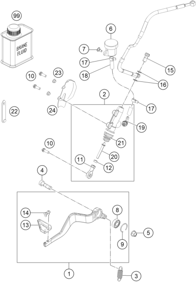 Sprängskiss: Rear Brake Control – KTM 1190 ADVENTURE ABS GREY 2013
