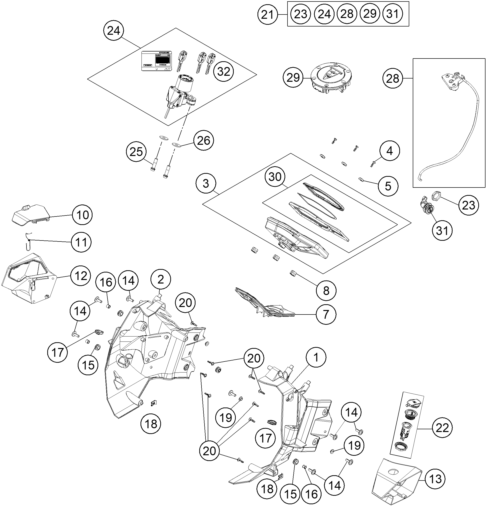 Sprängskiss: Instruments / Lock System – KTM 1190 ADVENTURE ABS GREY 2013