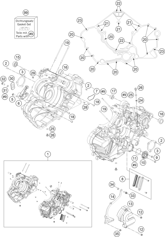 Sprängskiss: Engine Case – KTM 1190 ADVENTURE ABS GREY 2013