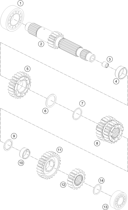 Sprängskiss: Transmission I - Main Shaft – KTM 1190 ADV. ABS ORANGE WES. 2016