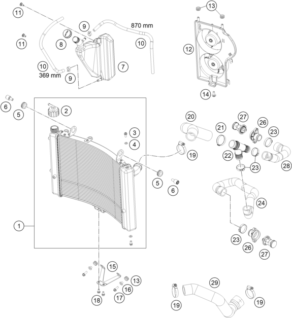 Sprängskiss: Cooling System – KTM 1190 ADVENTURE ABS GREY 2013