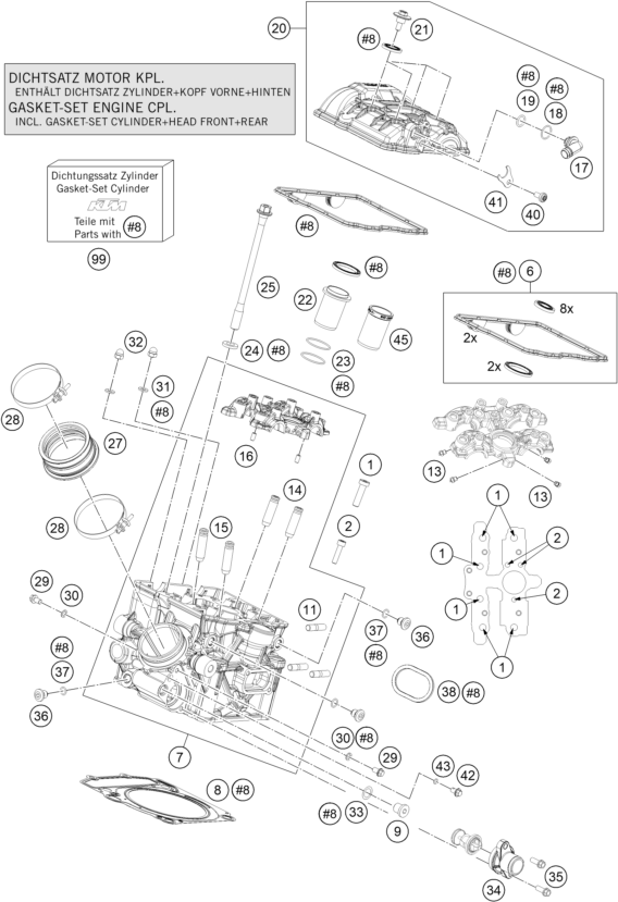 Sprängskiss: Cylinder Head Rear – KTM 1050 ADVENTURE ABS 2015