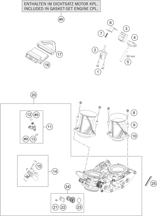 Sprängskiss: Throttle Body – KTM 1190 ADV. ABS ORANGE WES. 2016