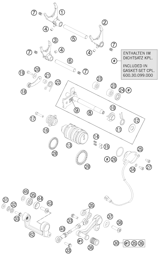 Sprängskiss: Shifting Mechanism – KTM 990 SUPER DUKE R 2013