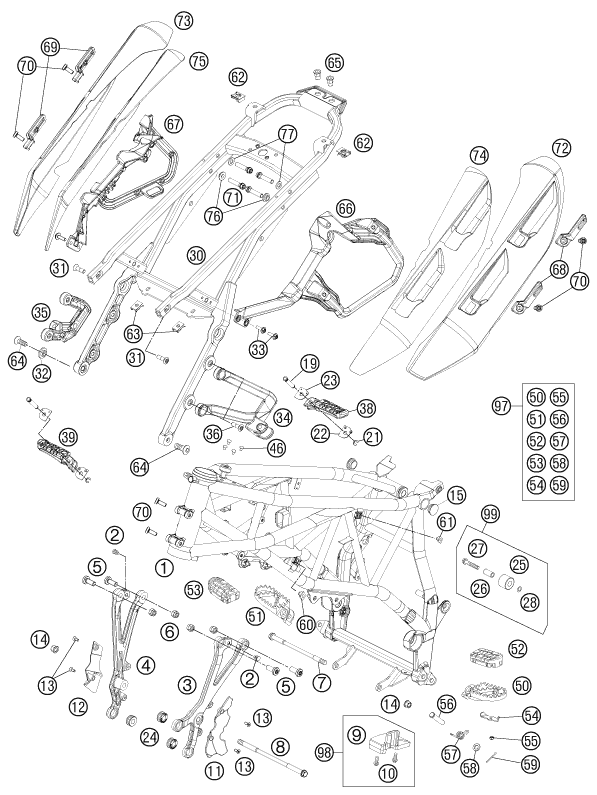 Sprängskiss: Frame – KTM 990 SUPERMOTO T BLACK ABS 2013