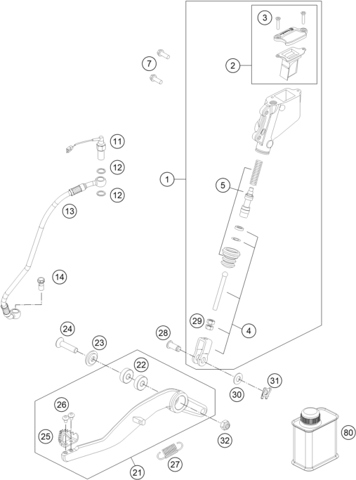 Sprängskiss: Rear Brake Control – KTM 990 SUPERMOTO T BLACK ABS 2013