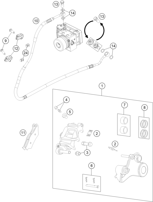 Sprängskiss: Rear Brake Caliper – KTM 990 SUPERMOTO R ABS 2013