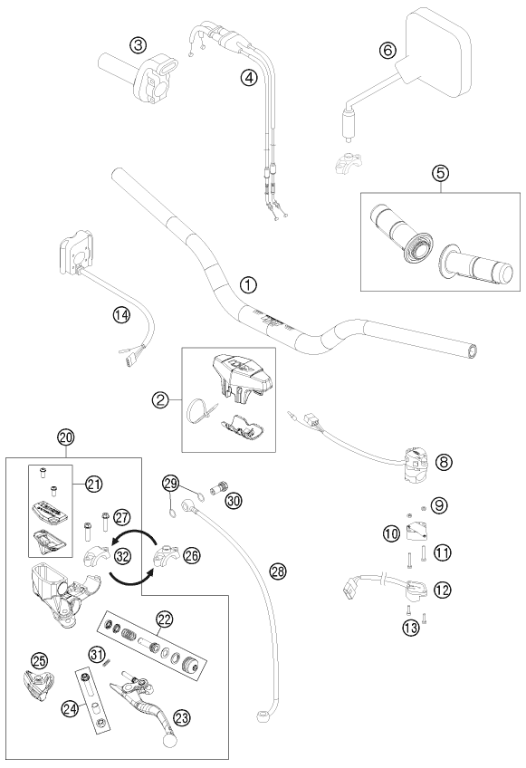 Sprängskiss: Handlebar, Controls – KTM FREERIDE 350 2014