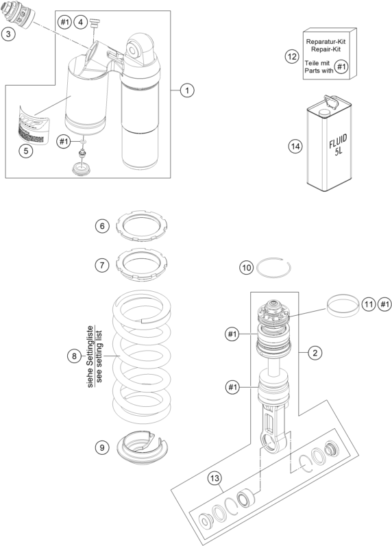Sprängskiss: Shock Absorber Disassembled – KTM 690 DUKE R ABS 2013