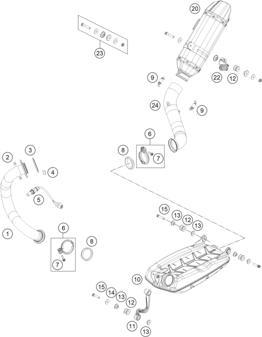 Sprängskiss: Exhaust System – KTM 690 DUKE R ABS 2013