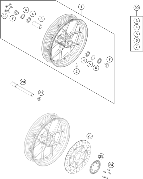 Sprängskiss: Front Wheel – KTM 690 DUKE BLACK ABS 2013