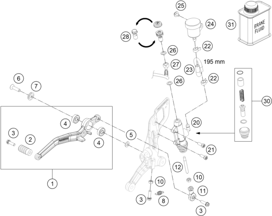 Sprängskiss: Rear Brake Control – KTM 690 DUKE R ABS 2013