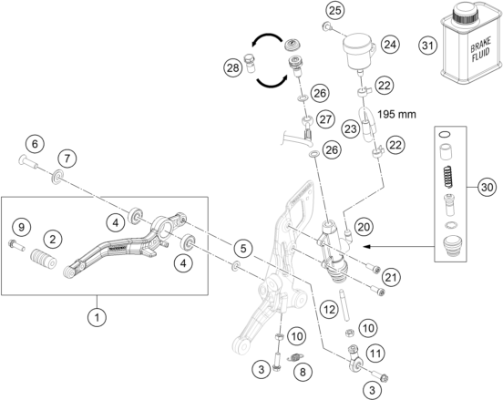 Sprängskiss: Rear Brake Control – KTM 690 DUKE R ABS 2014
