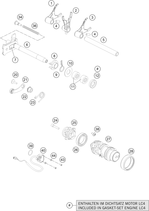 Sprängskiss: Shifting Mechanism – KTM 690 DUKE BLACK ABS 2013