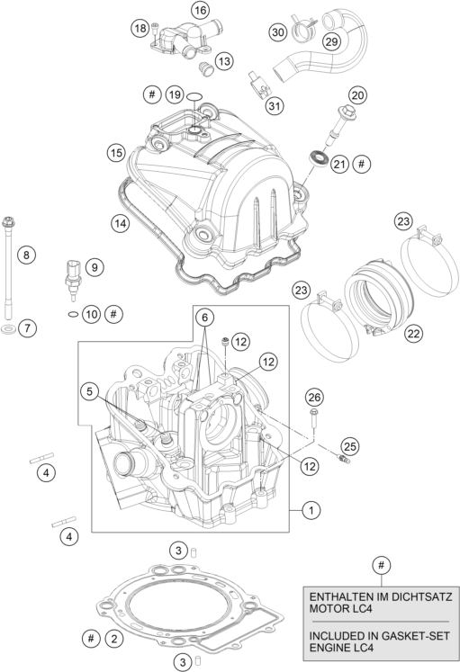 Sprängskiss: Cylinder Head – KTM 690 DUKE WHITE ABS 2015